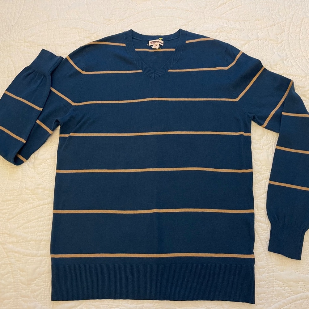 MERONA Men's Blue/Tan V-NECK Sweater size S